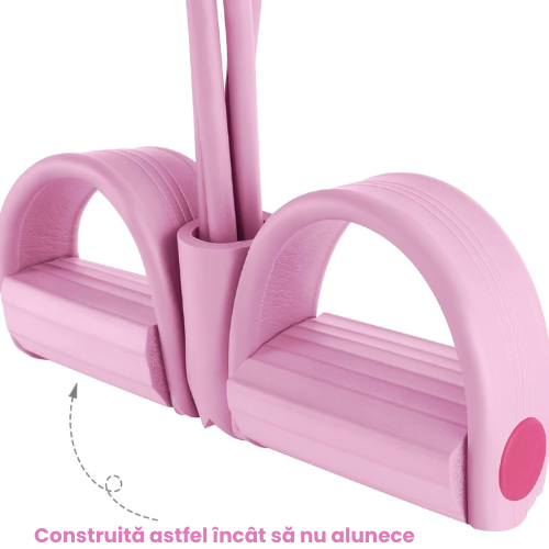 Bandă de rezistență cu pedale – tuburi + mânere ergonomice