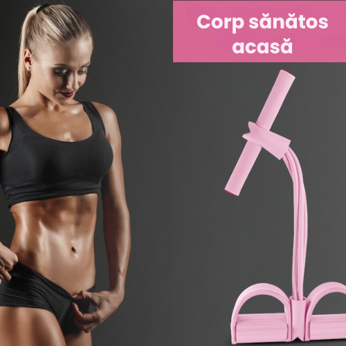 Bandă de rezistență cu pedale – tuburi + mânere ergonomice