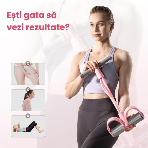 Bandă de rezistență cu pedale – tuburi + mânere ergonomice